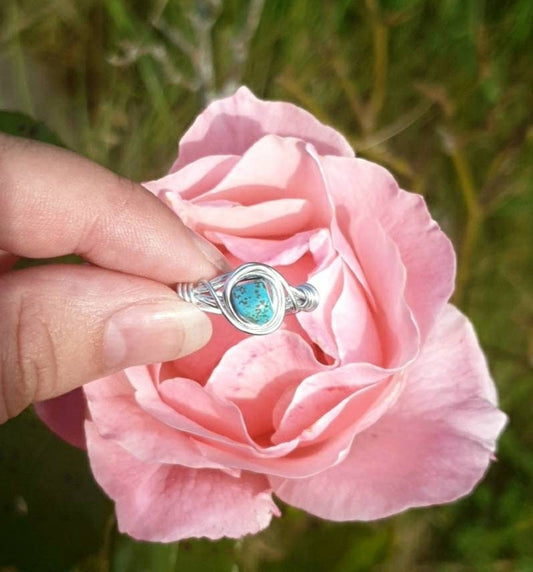 Turquoise Crystal Ring Handmade In Ireland.